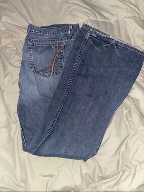 Aeropostale Women's Wide Leg Blue Denim Jeans with Raw Edge